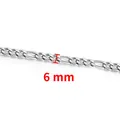 Silver stainless steel Figaro chain with 6mm width for DIY jewelry making - NK 3:1 Chain 6mm / Steel