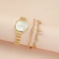 Elegante set orologio e bracciale a farfalla in oro rosa esposto su un supporto minimalista - Set Orologio e Bracciale