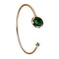 Dettaglio di un bracciale aperto in oro rosa con pietra malachite e zirconi - Solo Bracciale