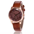 Classic quartz watch with brown crocodile leather strap and rose gold Roman dial - Coffee
