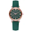 Details einer roségoldenen Uhr mit smaragdgrünem Sternenzifferblatt und römischen Ziffern - Grün