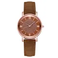 Macro detail of the starry brown dial with Roman numerals and rose gold watch case - Brown