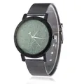 Starry sky watch with green glitter dial and silver Milanese mesh strap for men - Green