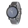 Starry sky dial quartz watch with silver mesh strap and black metal case - Blue