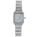 Orologio da donna di lusso al quarzo quadrato con cristalli brillanti e cinturino argento - Orologio Singolo Argento