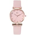 Close-up of Tadi watch featuring pink petal-patterned dial and rose gold case detail - Pink