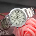 Orologio cronografo da uomo in acciaio inossidabile con quadrante beige e cinturino - Bianco