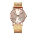 Women's rose gold heart quartz watch with sunray dial and mesh Milanese steel band - Rose Gold