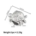 Poliertes Schildkröten-Uhr-Perle aus Edelstahl für DIY Schmuckherstellung Projekte - Uhr Schildkröte Stil / 14.5x10.3x7.5mm (Loch 4.6mm) / Stahlfarben