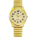 Elegant gold quartz watch with flexible elastic band and easy-to-read numeric dial - Gold Case Gold Dial (Men)