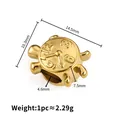 Goldene Schildkröten-Uhr-Perle für DIY-Schmuck aus 14,5mm Edelstahl mit Zahlen - Uhr Schildkröte Stil / 14.5x10.3x7.5mm (Loch 4.6mm) / Gold