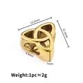 Golden stainless steel Celtic knot triangular bead with 4.8mm hole for jewelry making - Patterned Triangle Bead / 11.2x12.2x7mm (Hole 4.8mm) / Gold