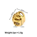 Gouden hartkraal van roestvrij staal voor DIY-armbanden met 4,7mm groot rijggat - Hol Hart Kroon Stijl / 10x10x7.3mm (4.7mm Gat) / Goud