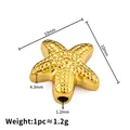 Vergoldete Seestern-Abstandsperle aus Edelstahl für die DIY-Schmuckherstellung - Gepunkteter Seestern Stil / 10x10x4.3mm (1.2mm Loch) / Gold