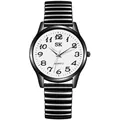 Quartz watch with black metal elastic strap and white dial with Arabic numerals - Black Band White Dial (Men)