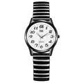 Quartz watch with white numeric dial and black metal stretch band for men and women - Black Band White Dial (Women)