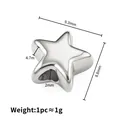 Gepolijste roestvrijstalen ster-tussenkraal met gat van 2mm voor DIY-sieraden maken - Sterstijl / 9.3x8.8x4.7mm (2mm Gat) / Staalkleur