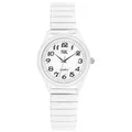 White quartz watch with elastic expansion strap and easy-to-read Arabic numerals - White Case White Dial (Women)