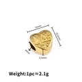 Gouden hartvormige roestvrijstalen kraal met SIS-gravure voor DIY-sieraden maken - SIS Patroon Hart Stijl / 10x10.3x6.5mm (4mm Gat) / Goud