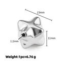 Perle étoile à 4 branches en acier poli, largeur 15mm avec trou de 1,2mm - Acier