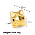 Perle étoile en acier inoxydable doré poli de 15mm pour bijoux DIY et chaînes - Or