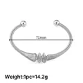 Silberfarbenes Spiral-Armreif mit polierten Endkugeln, Durchmesser 71 mm für Damen - Stahlfarbe Spiral Stil (71mm)