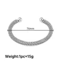 Silbernes Edelstahl-Federdraht-Manschettenarmband mit polierten Perlenenden und verstellbar - Stahlfarbe Spiral Stil (76mm)