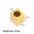 Polished golden stainless steel 10mm cube bead with 6mm hole for jewelry making - 10x10x6mm / 18K Gold