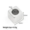 Polished silver stainless steel 12mm cube bead with 8mm large hole for DIY jewelry - 12x12x8mm / Steel