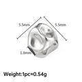 5,5 mm barocke Edelstahl-Zwischenperle mit 1,8 mm Loch für DIY-Schmuckherstellung - Gefaltete unregelmäßige Perle / 5.5x5.5mm / Stahlfarben