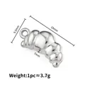 Silver croissant shaped stainless steel pendant charm with a polished metallic finish - Steel Color Croissant Style