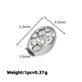 Gehämmerte silberne Edelstahlperle, 6,3 mm ovale DIY-Schmuckkomponente für Armbänder - Eingedrückter Punkt-Oval-Stil (A2738) / 4,5x6,3mm (Loch 1,8mm) / Silber
