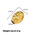 Baroque style oval gold stainless steel spacer bead with textured finish, 6.3x4.5mm size - Indented Dot Oval Style (A2766)