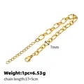 Bracelet gourmette doré 7mm en acier inoxydable avec maillons texturés et chaîne ajustable - Maillons Ovales Torsadés