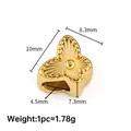 Golden butterfly spacer bead for DIY jewelry with dimensions and weight specs - Sun Butterfly / 18K Gold