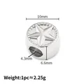 Stainless steel 10mm star bead for DIY jewelry with 4.3mm hole size and silver finish - Steel Color Star Pattern Round Bead