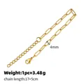 Bracelet chaîne trombone doré 4mm en acier inoxydable avec fermoir mousqueton et extension - Maillons Trombone Texturés