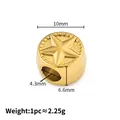 Golden stainless steel cylinder bead with 3D star relief for DIY jewelry making - 18K Gold Star Pattern Round Bead
