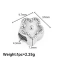 Silver stainless steel flower spacer bead for DIY bracelets with 4.3mm large hole size - Sun and Flowers / Steel