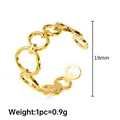 Verstellbarer minimalistischer 19mm Gliederkettenring aus Goldstahl für Damen - Gold Oval