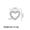 Silver stainless steel heart-shaped bead charm for DIY jewelry 6.8x6.5mm size - Heart (1.2x6.5mm) / Steel