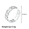 Verstellbarer silberner Edelstahlring im Panzerketten-Design für Damen, 1,4 g Gewicht - Silber Kette Stil