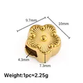 Golden flower stainless steel spacer bead with floral texture for DIY jewelry making - Sun and Flowers / 18K Gold