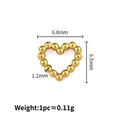Polished gold stainless steel heart charm component with bead edge and 6.8mm size specs - Heart (1.2x6.5mm) / Gold