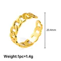 Verstellbarer goldener Gliederkettenring für Damen, 20,4 mm Durchmesser und 1,4 g Gewicht - Gold Kette Stil