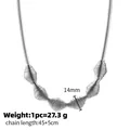 Collar de muelle plateado en acero inoxidable con cuentas ovaladas y cadena de serpiente - Estilo de Resorte Ovalado
