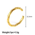 Verstellbarer goldener Edelstahlring mit Seilstruktur und einem Durchmesser von 22,2 mm - Gold Bambus Stil