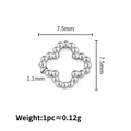 Silver stainless steel 7.5mm four leaf clover beaded charm for DIY jewelry making - Clover (1.1x7.5mm) / Steel