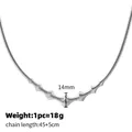 Collar de resorte de acero inoxidable plateado con colgante de onda, largo 45+5cm - Estilo de Resorte de Anillo