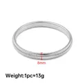 8mm breites silbernes Edelstahl Schlangenarmband mit Streifen für Damen im Trend - Stahlfarbe Elastisches Armband 8mm